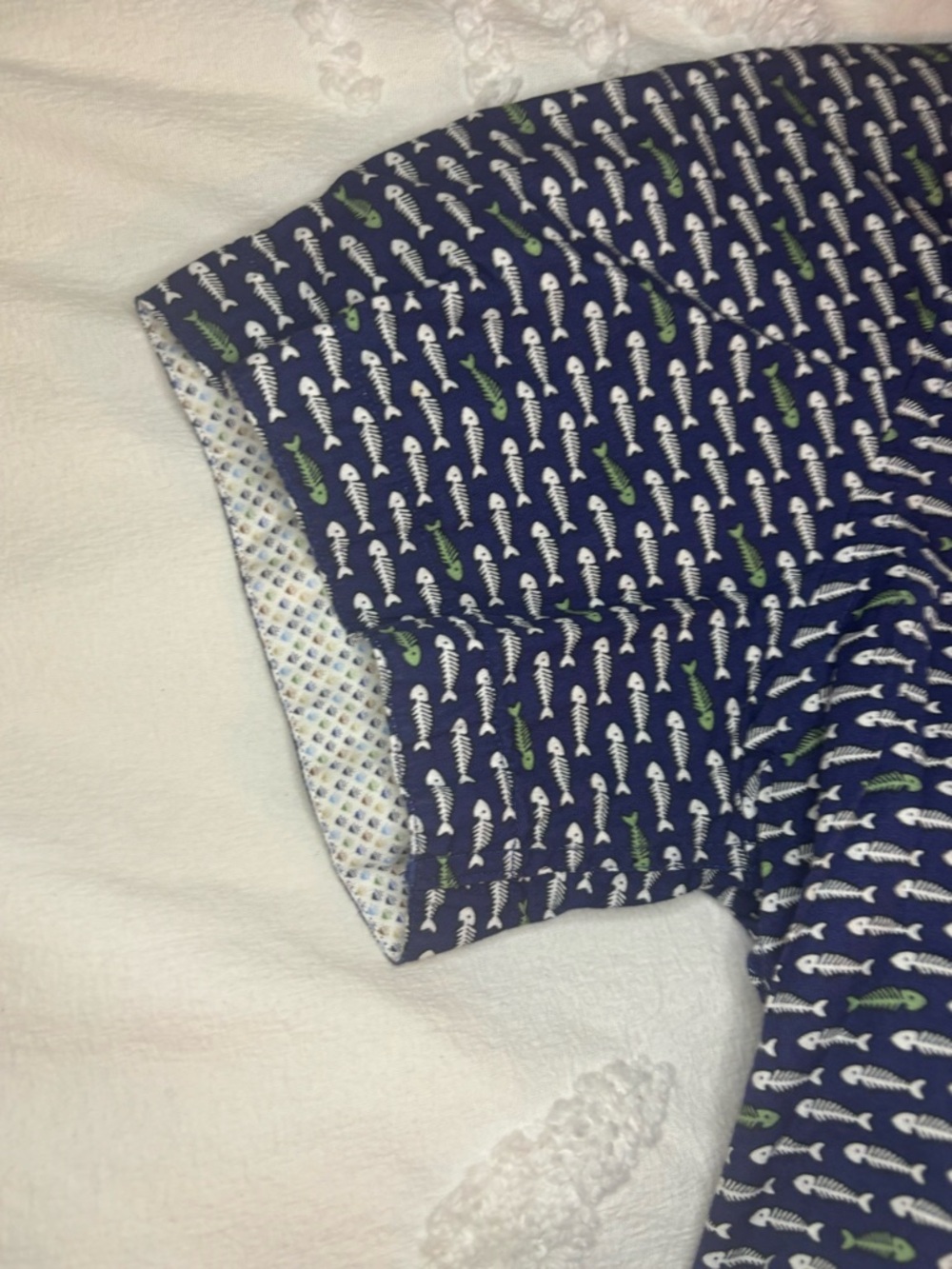 Johnston & Murphy Navy Short-Sleeve Button-Down, Fish Bone Print - Picture 13 of 16